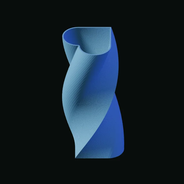 Rendered preview of the dotSCAD twisted bottle model